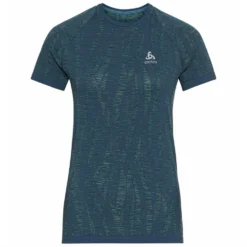 Ondershirt Odlo Women Crew Neck S/S Blackcomb Light Blue Wing Teal Space Dye