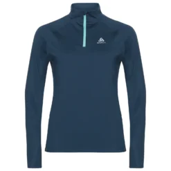 Longsleeve Odlo Women Mid Layer 1/2 Zip Essential Ceramiwarm Blue Wing Teal Polynya