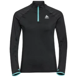 Longsleeve Odlo Women Mid Layer 1/2 Zip Axalp Ceramiwarm Black Polynya