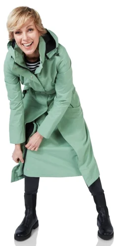 Regenjas Happy Rainy Days Montreal Groen -Odli Kleding Winkel 1708 montreal lange regenjas frost groen flap
