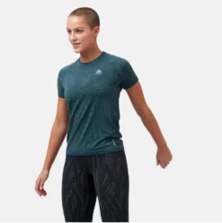 Ondershirt Odlo Women Crew Neck S/S Blackcomb Light Blue Wing Teal Space Dye -Odli Kleding Winkel 3 188671 20875
