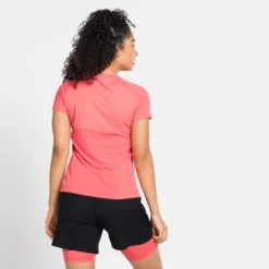 T-Shirt Odlo Women T-Shirt S/S 1/2 Zip Axalp Trail Siesta -Odli Kleding Winkel 313301 30716 3