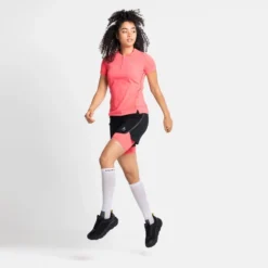 T-Shirt Odlo Women T-Shirt S/S 1/2 Zip Axalp Trail Siesta -Odli Kleding Winkel 313301 30716 4