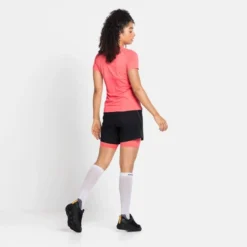 T-Shirt Odlo Women T-Shirt S/S 1/2 Zip Axalp Trail Siesta -Odli Kleding Winkel 313301 30716 5