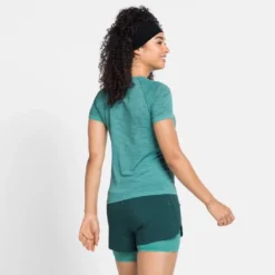 Sportshirt Odlo Women SS Crew Neck Blackcomb Ceramico Jaded Space Dye -Odli Kleding Winkel 359524