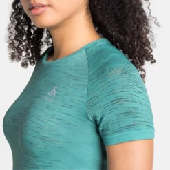 Sportshirt Odlo Women SS Crew Neck Blackcomb Ceramico Jaded Space Dye -Odli Kleding Winkel 367634