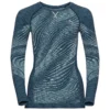 Ondershirt Odlo Women BL Top Crew Neck LS Blackcomb Eco Blue Wing Teal Space Dye