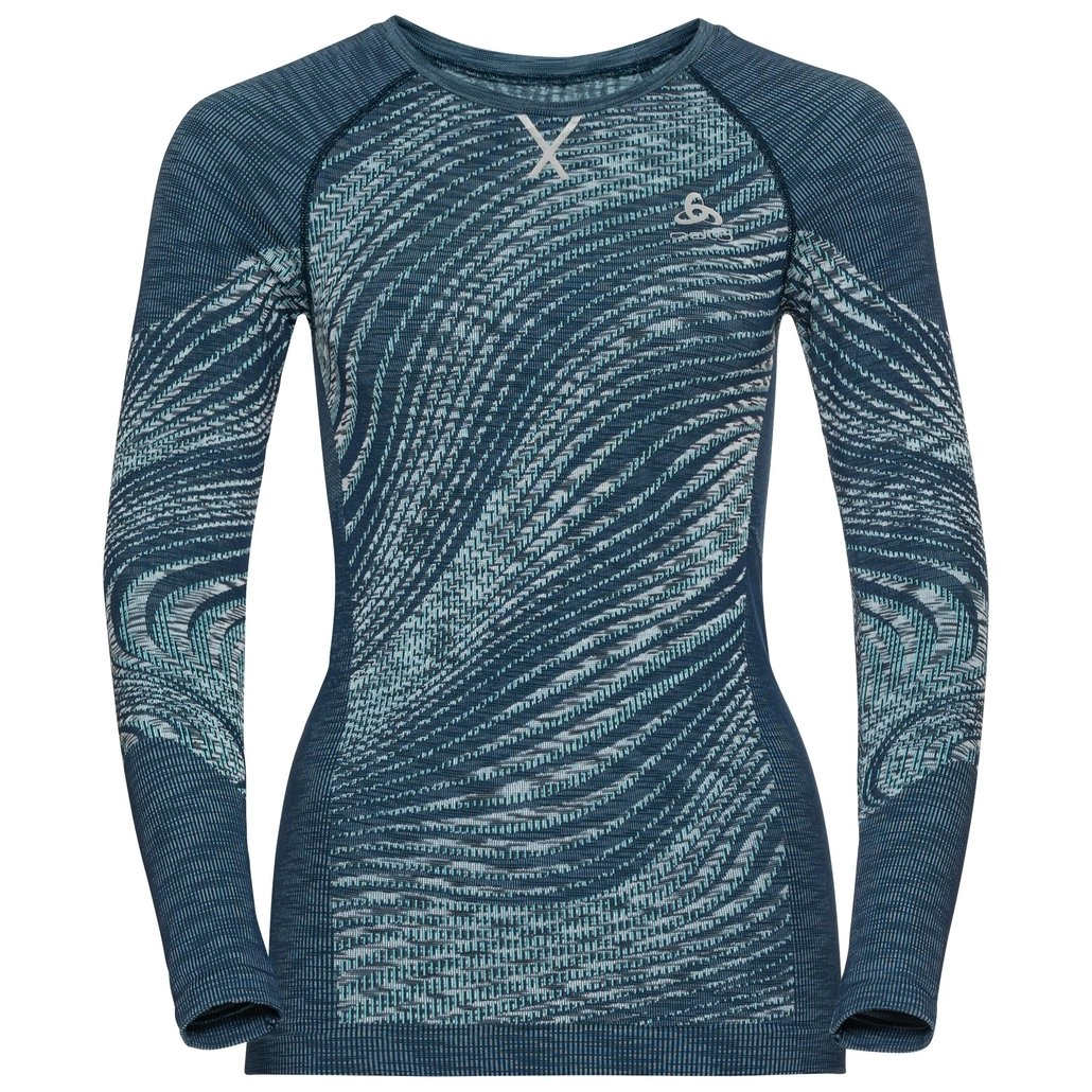 Ondershirt Odlo Women BL Top Crew Neck LS Blackcomb Eco Blue Wing Teal Space Dye 1 Ondershirt Odlo Women BL Top Crew Neck LS Blackcomb Eco Blue Wing Teal Space Dye