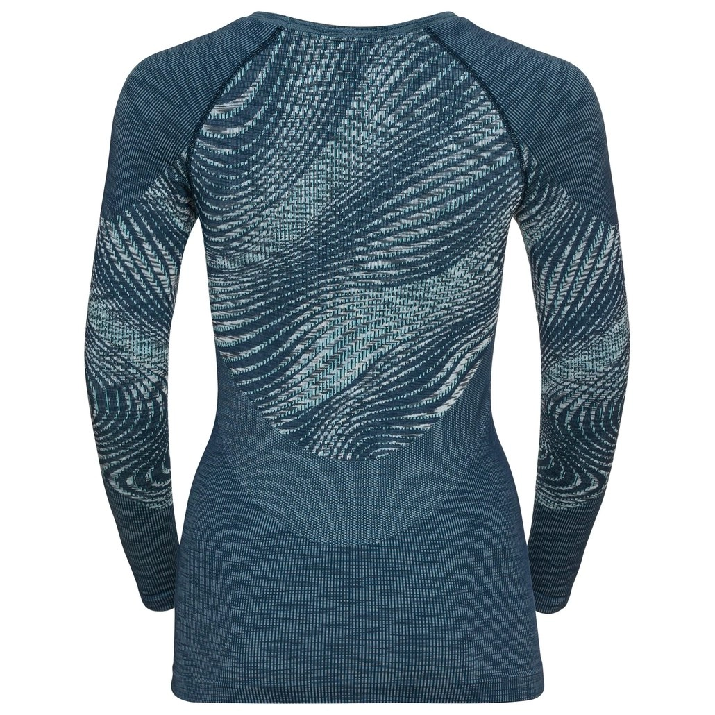 Ondershirt Odlo Women BL Top Crew Neck LS Blackcomb Eco Blue Wing Teal Space Dye 2 Ondershirt Odlo Women BL Top Crew Neck LS Blackcomb Eco Blue Wing Teal Space Dye - Afbeelding 2