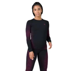 Ondershirt Odlo Women BL Top Crew Neck LS Performance Warm Eco Festival Fuchsia Black -Odli Kleding Winkel 467058