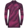 Ondershirt Odlo Women BL Top Turtle Neck LS Half Zip Blackcom Festival Fuchsia Space Dye
