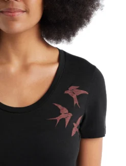 T-Shirt Icebreaker Women Tech Lite II SS Scoop Tee Shapes Black -Odli Kleding Winkel 5 0A56DW001 4