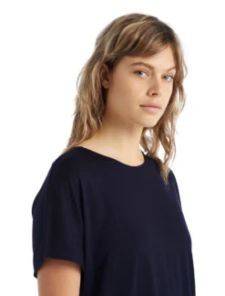 T-Shirt Icebreaker Women Drayden Reversible SS Top Midnight Navy -Odli Kleding Winkel 5 0A56ES401 4