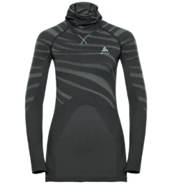 Ondershirt Odlo Women SUW Top With Facemask L /S Performance B Black Odlo Concrete Grey