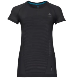 Ondershirt Odlo Women BL Top Crew Neck S/S Ceramicool Motion Black Odlo Graphite Grey