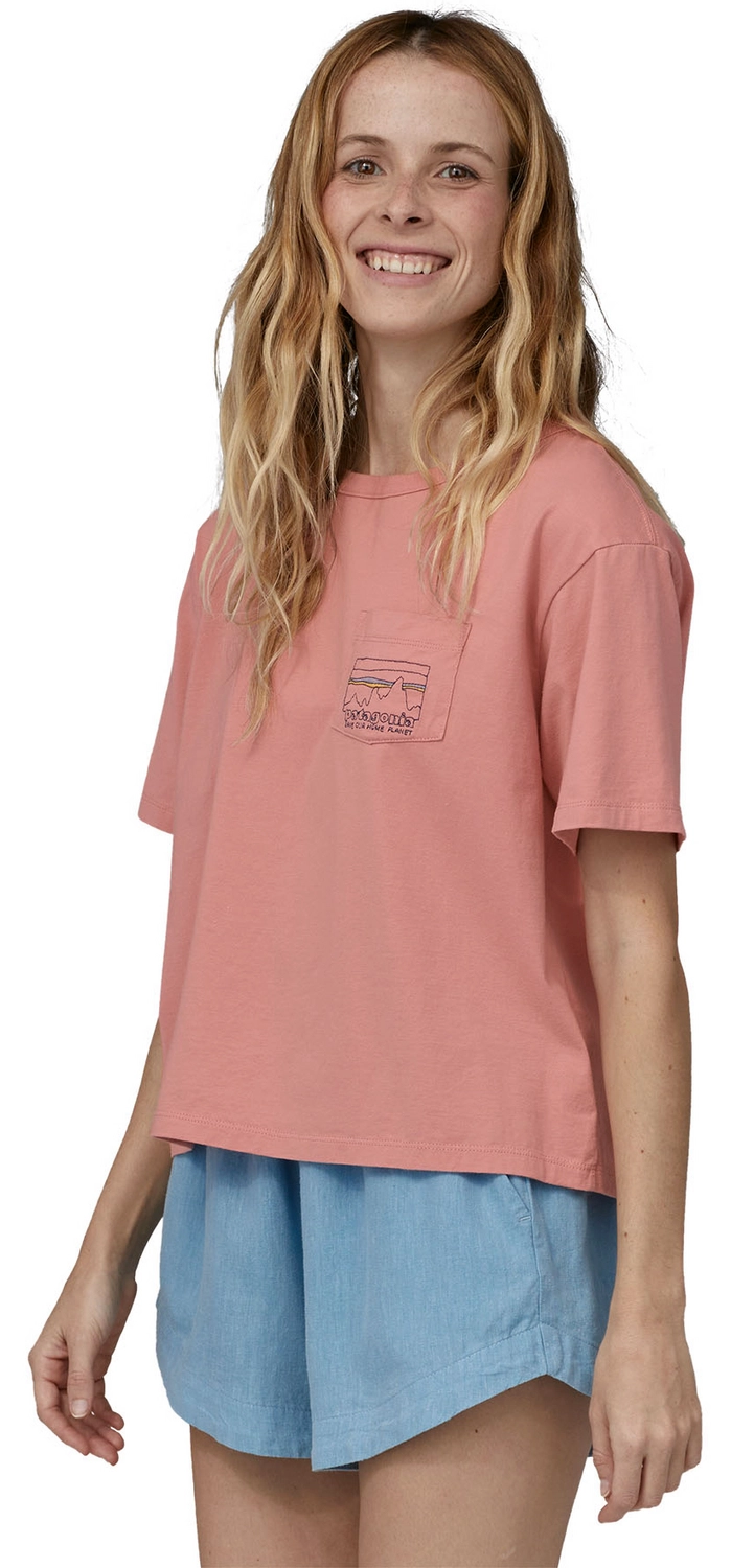 T-Shirt Patagonia Women 73 Skyline Organic Easy Cut Pocket Tee Sunfade Pink 2 T-Shirt Patagonia Women 73 Skyline Organic Easy Cut Pocket Tee Sunfade Pink - Afbeelding 2